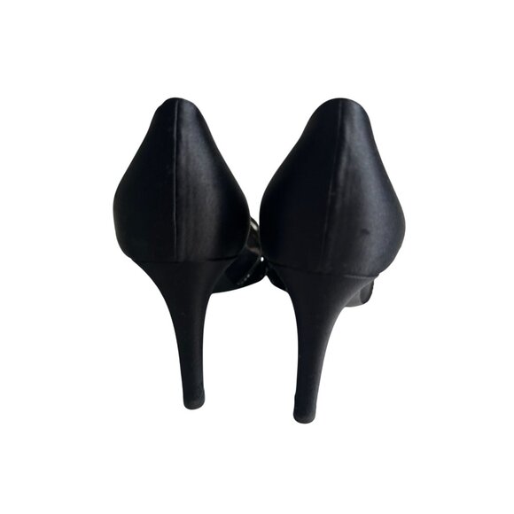 GIORGIO ARMANI Black Satin Fabric Jeweled Heels Size US 8.5 / 38.5 - Picture 6 of 13
